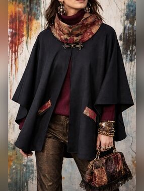 Debra Murray Wearable Art Wool Cape Tapestry Collar | Goth Alt Artsy | Free Size